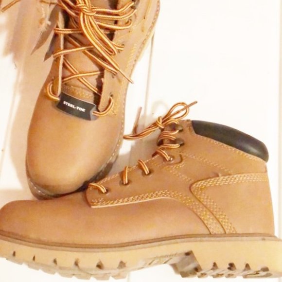 Boots Steel toe work mens new size 7M steel Dexter Work thick heel padding laces